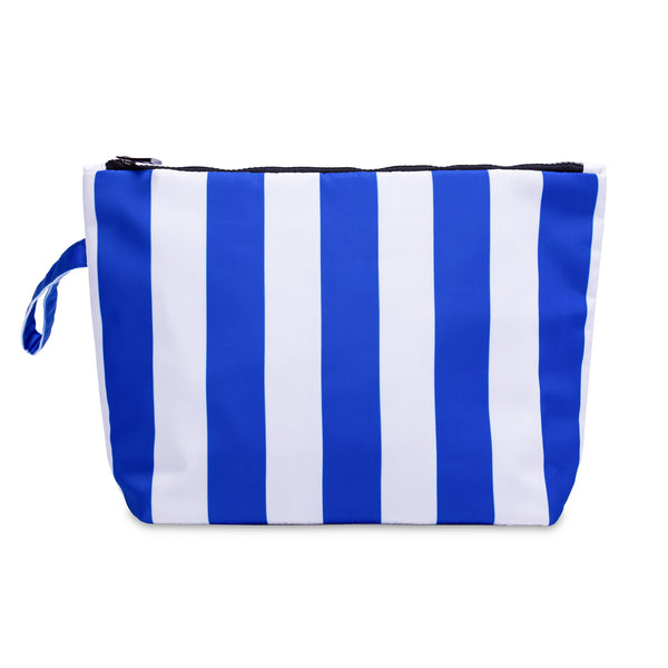 Large Makeup Bag For Women - XL Travel Cosmetic Bag Waterproof Pouch - Wristlet Makeup Clutch For Beach Use - Wet Suit Bag Bikini Storage Pouch (blue)